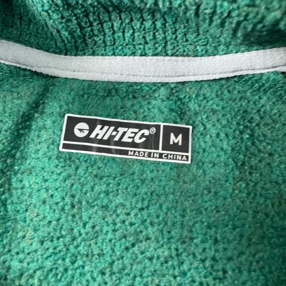Hi-Tec Mens Green Waffle Grid Fleece Snap Neck Pullover Sweater Size M
